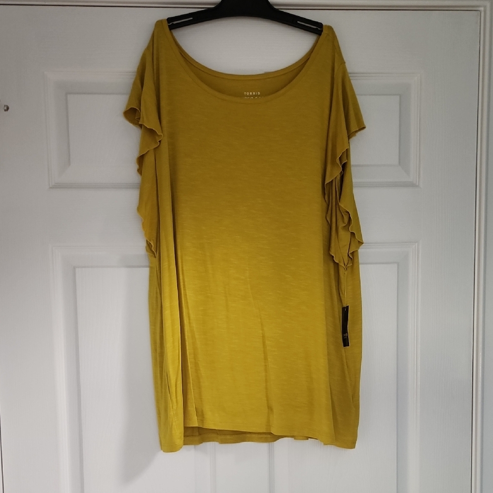 Torrid Mustard Ruffle Sleeve Tunic